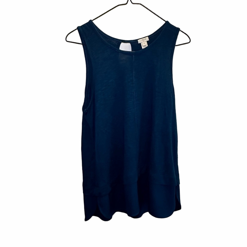 J. Crew Drapey Blue Tank Top With Silky Hem Size Medium C8031